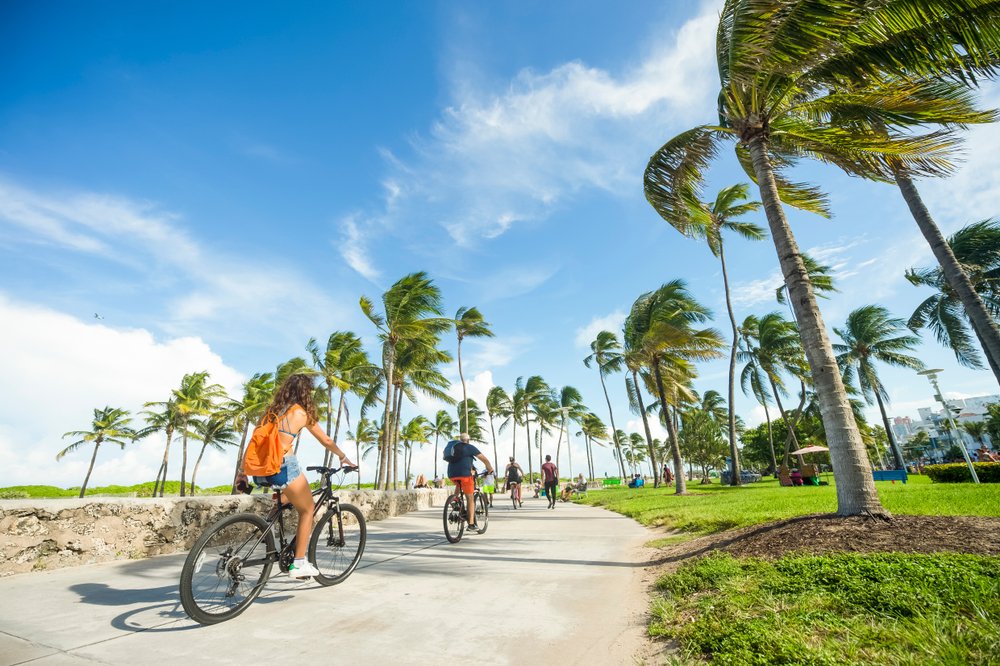 bike riding on the beach